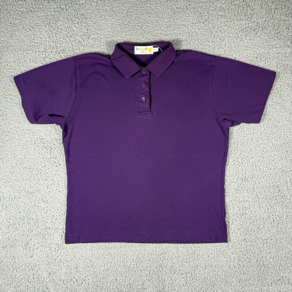 Vintage Lyle & Scott Polo Shirt Men's XL Long Sleeve Purple 100% Cotton‎